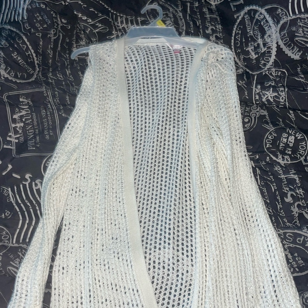White crocheted sweater